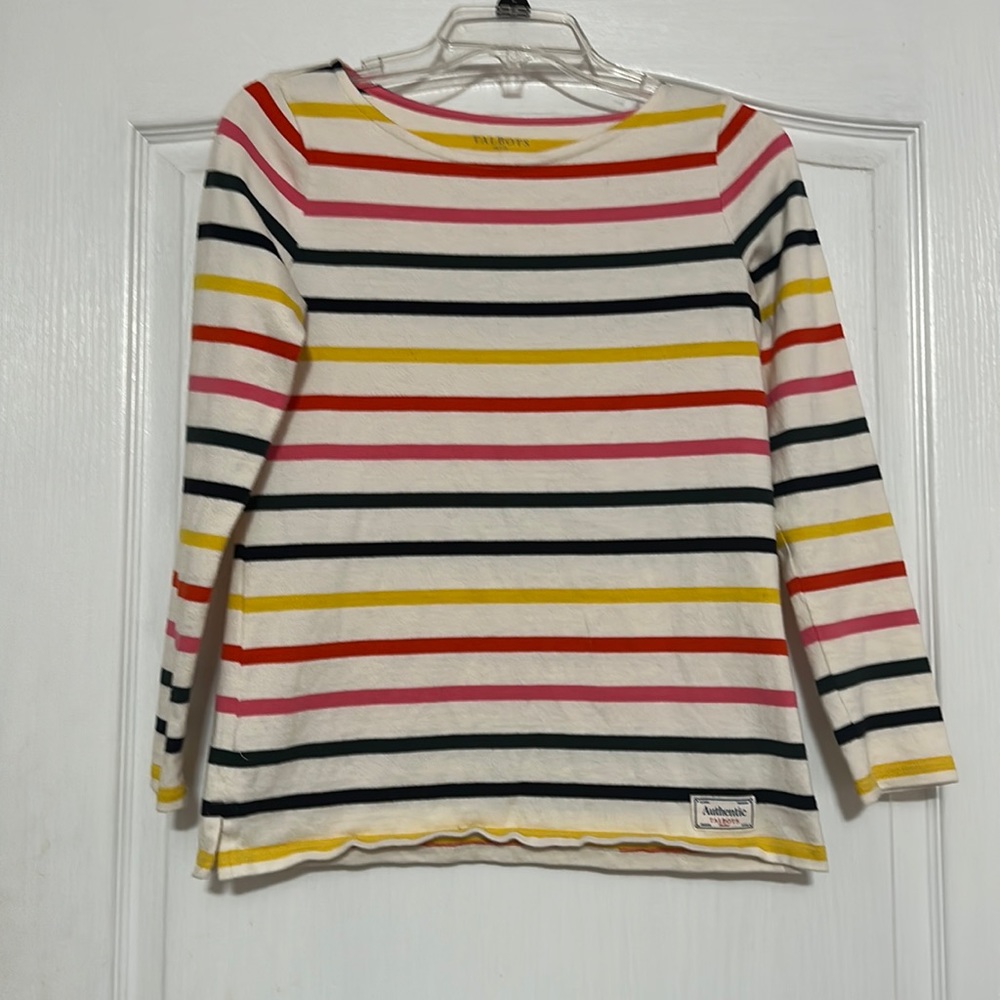 Talbots- Petite (small) 100% cotton rainbow striped top